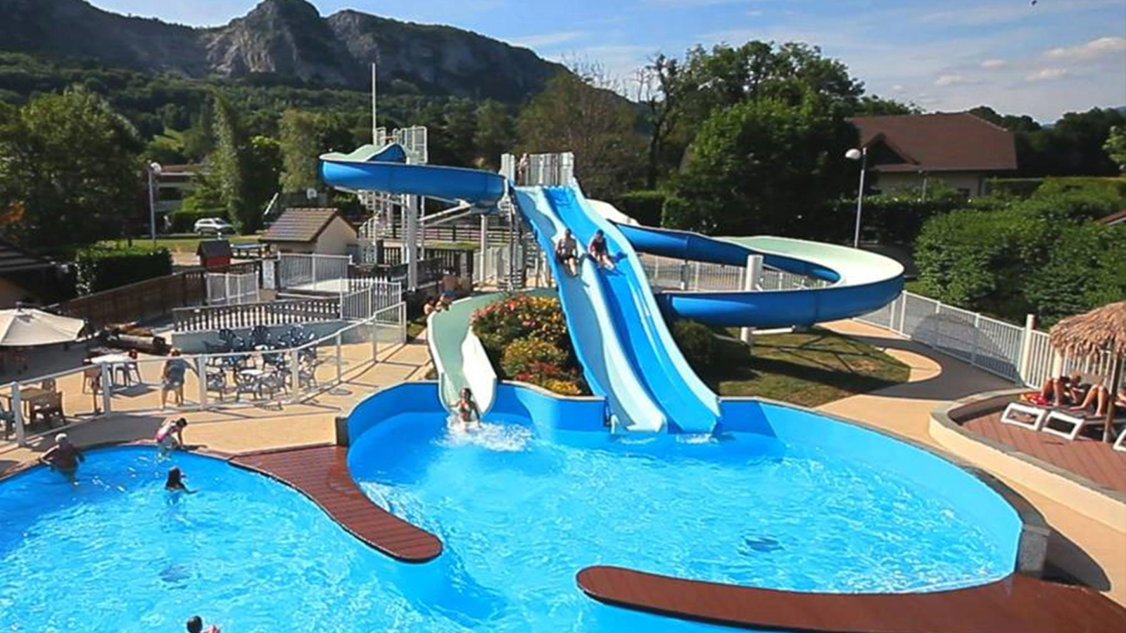 outdoor pool with slide
