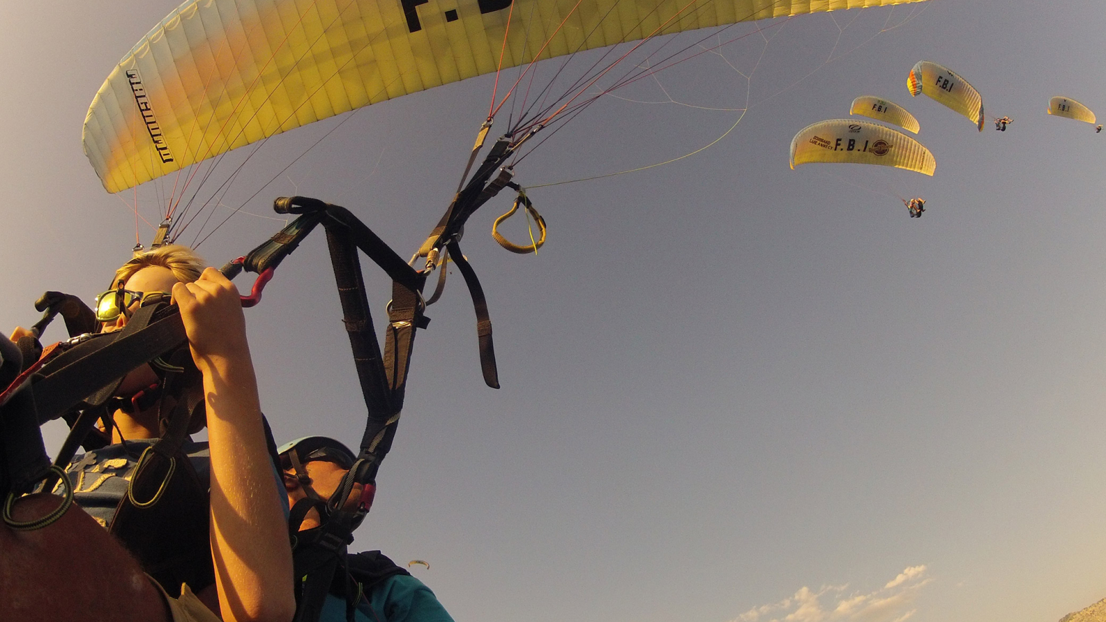 Paragliding fllight as a group or solo