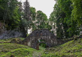 Ruins of the former farm Porte d'Age in Le Reposoir, Haute-Savoie, France