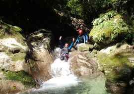 Group discovering canyoning