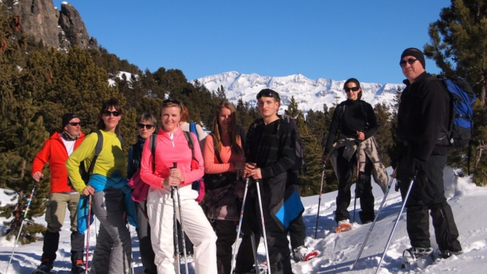 Snowshoeing group tour