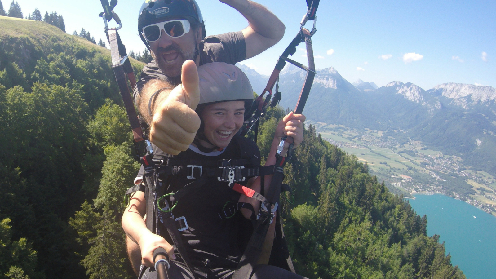 discovery paragliding flight child lake Annecy
