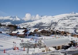 Children's ski garden and Montchavin chairlift at the bottom of the slopes