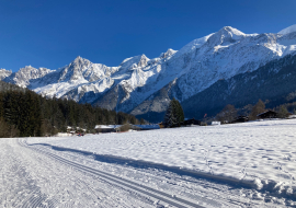 piste de ski de fond vue massif Mont Blanc