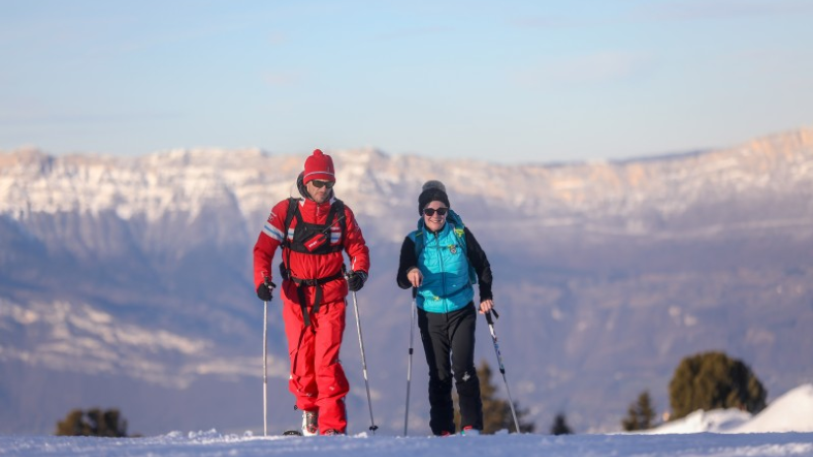 Ski touring with ski teacher