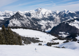 View of the Portes du Soleil mountains from Abondance