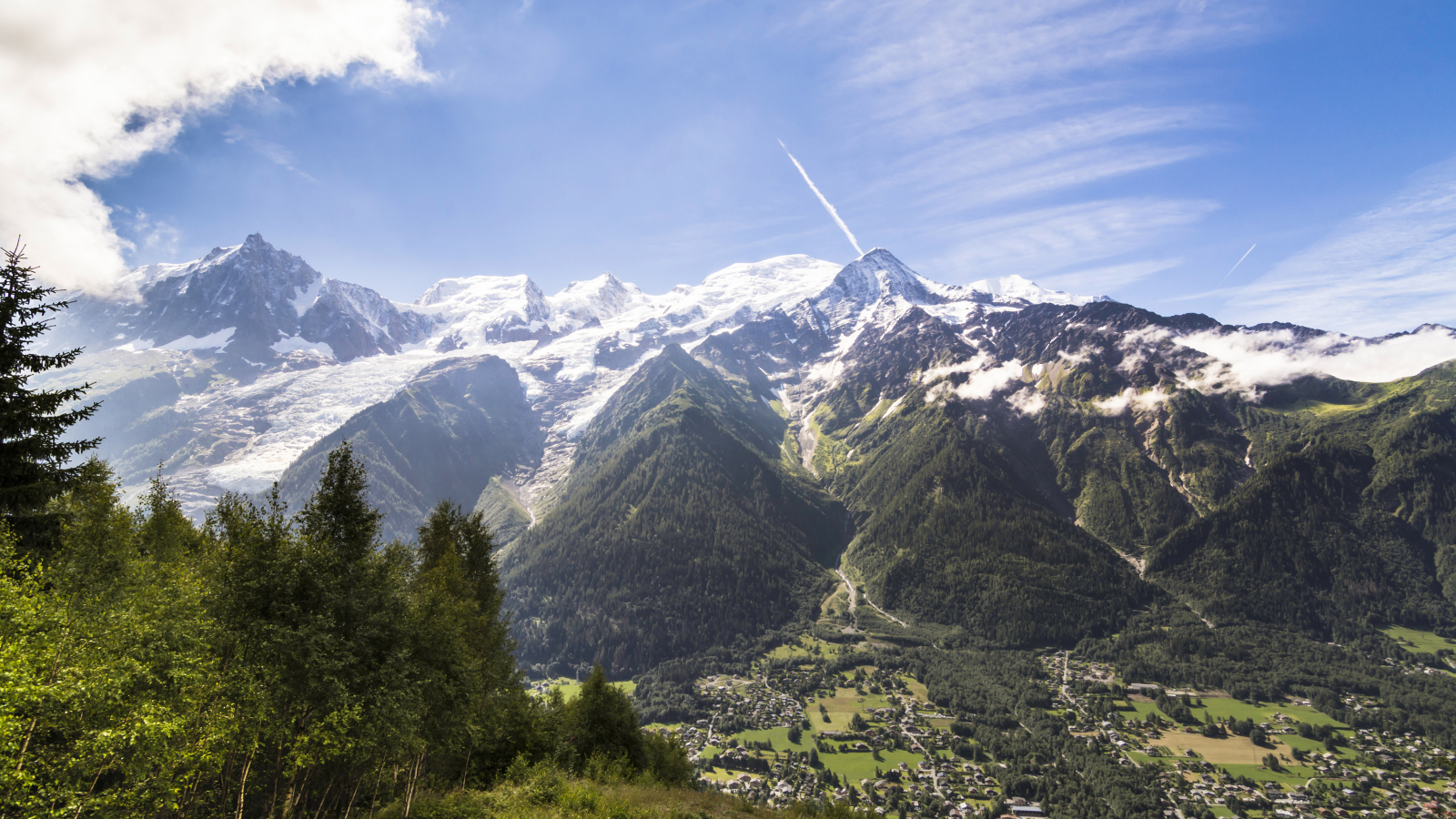 Panorama sur le massif du Mont-Blanc depuis le Parc animalier de Merlet aux Houches