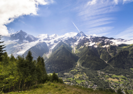 Panorama sur le massif du Mont-Blanc depuis le Parc animalier de Merlet aux Houches